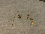 Yellow Gold Pleated Metal Brooch & Earrings ladies