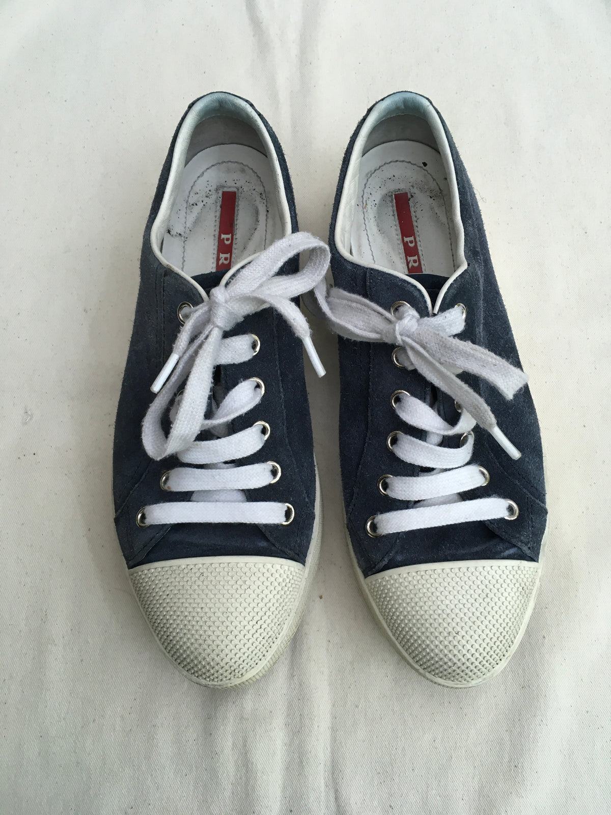 PRADA Suede Navy Round-Toe Sneakers Trainers 36 1/2 UK 3.5 US 6.5 ladies