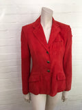 RALPH LAUREN Womens Red Suede Leather Fitted Blazer Jacket Ladies