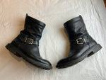 ROBERT CLERGERIE Black biker leather boots SIZE US 4 1/2 34.5 UK 1.5 ladies