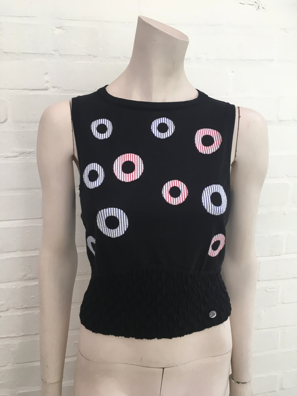 CHANEL 2019 La Pausa Knit Intarsia Cropped Top F 34 Ladies
