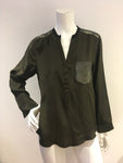 SANDRO Paris Green Eldorado Silk Blouse Top Size 1 S SMALL As seen on TV ladies