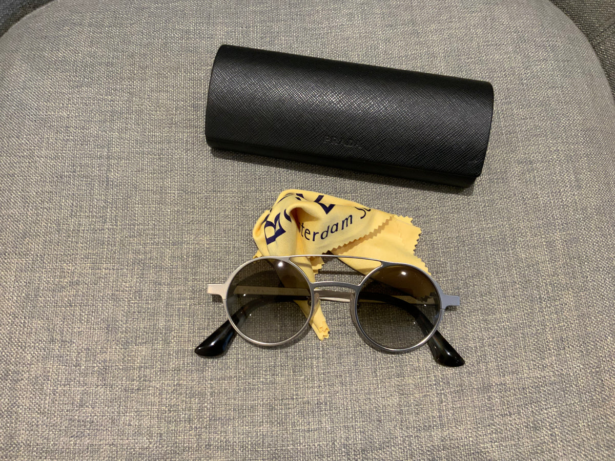 Prada Unisexe SPR 690 Sunglasses Matte Silver Round Lenses men