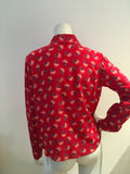 Talie NK red printed pure silk blouse size F 38 UK 10 US 6 ladies