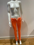 RALPH LAUREN Neon Orange Tompkins Corduroy Skinny Jean Pants Size 25 ladies