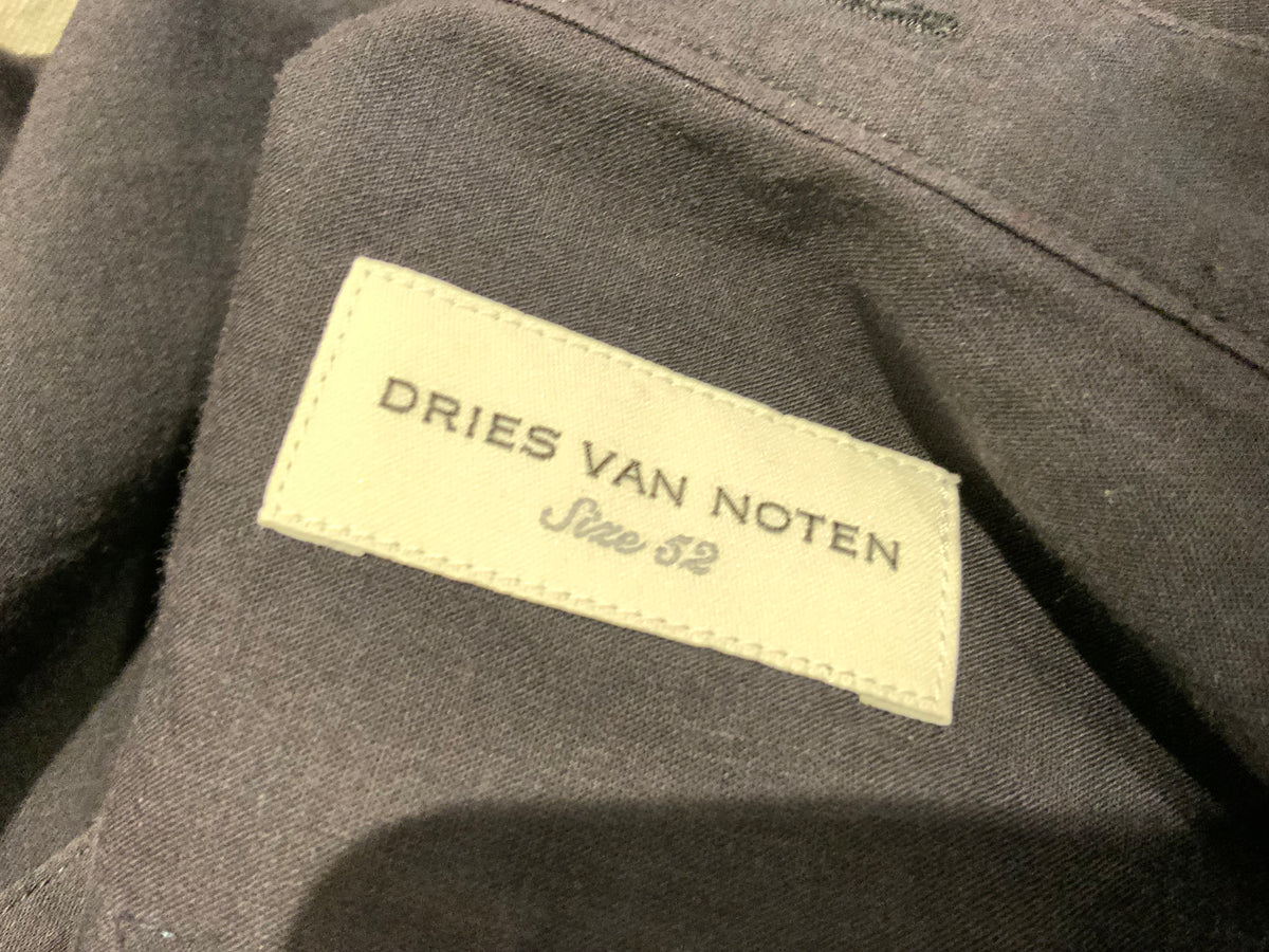 DRIES VAN NOTEN black washed cotton utility pocket tencel linen long shirt Sz 52 men