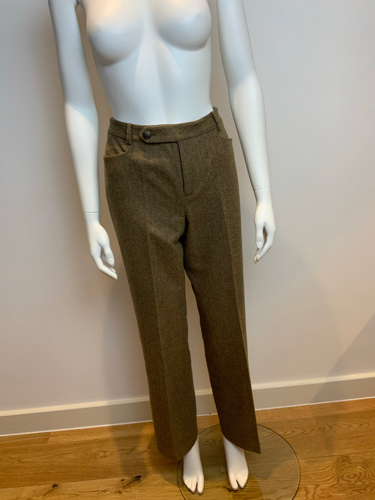 Ralph Lauren Lauren Adelle Brown Wool Pants Trousers Size US 8 UK 12 L LARGE ladies