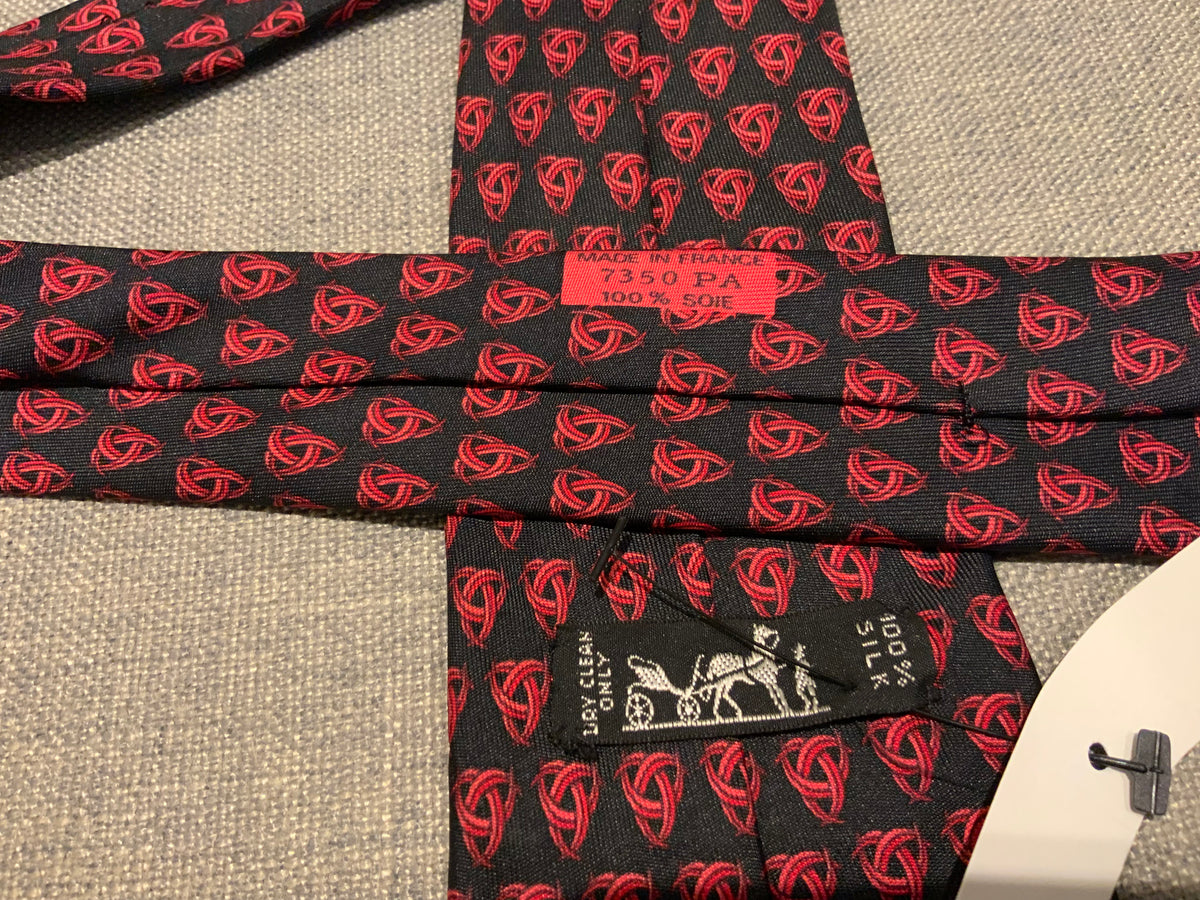 Hermès HERMES Paris Made in France Knot Pattern 7350 PA Silk Tie men