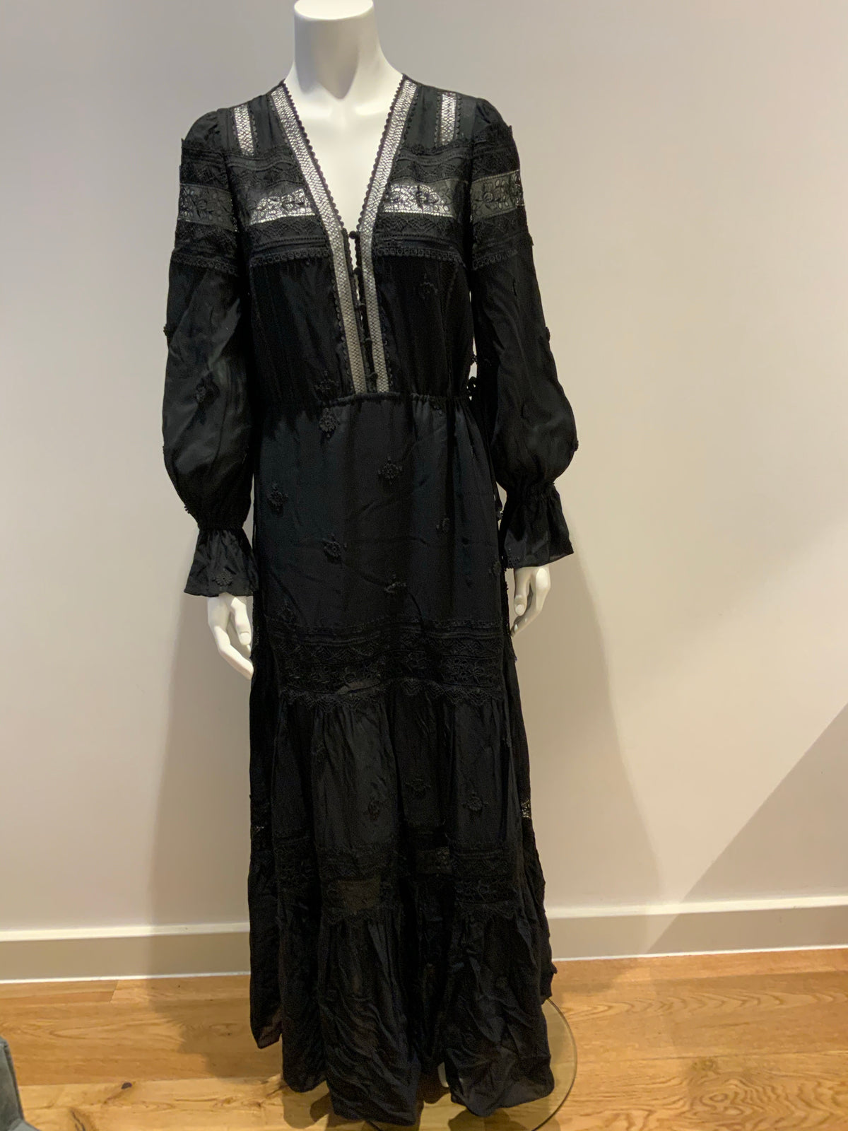 SELF-PORTRAIT 2021 Black 3D Plumetis Maxi Dress SIZE UK 10 US 6 ladies