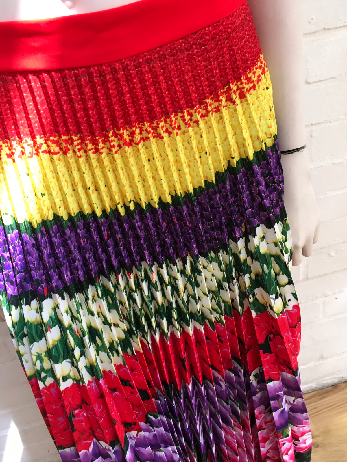 MARY KATRANTZOU Uni Pleated Floral-Print Crepe De Chine Midi Skirt 2019  Ladies