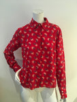 Talie NK red printed pure silk blouse size F 38 UK 10 US 6 ladies