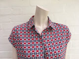 Alfred and Sisters Printed BUTTON-UP SHIRT BLOUSE LADIES SIZE 1 S SMALL Ladies