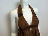 Sass & Bide MOST WANTED Brown Silk Halter Top Sequins EU 38 UK 6 US 2  ladies