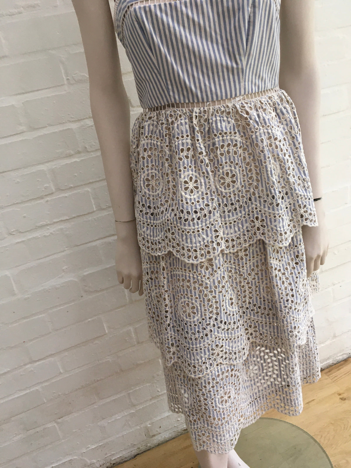 ZIMMERMANN Meridian Stripe Broderie Anglais Sun Dress Size 0 ladies