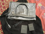 Tom Ford Alix Small Studded Leather Padlock & Zip Shoulder Bag Silver LIMITED EDITION LADIES