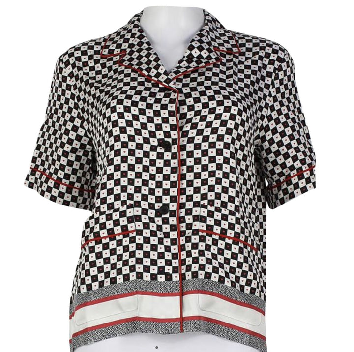 CHRISTIAN DIOR Multicoloured Silk Fantasie Dioramour Pyjama Top, UK 8 US 4 F 36 ladies