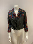 MiH Jeans Distressed Cropped Leather embroiders Biker Jacket Size S small ladies