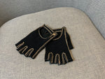 CHANEL Lamb Leather Sheepskin Gold Chain Fingerless Gloves Size 7 1/2 ladies