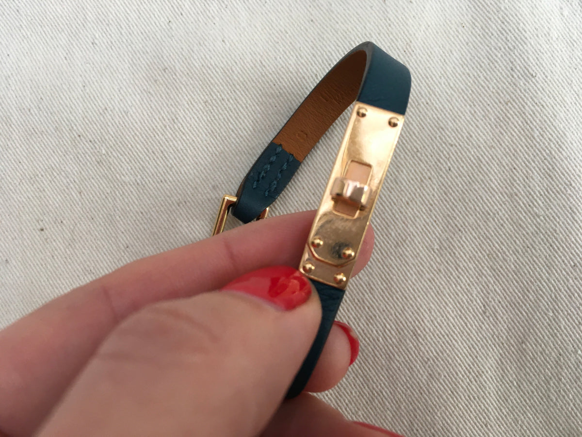 Hermès Micro Kelly bracelet featuring 18K rose gold-plated leather 2016 Ladies