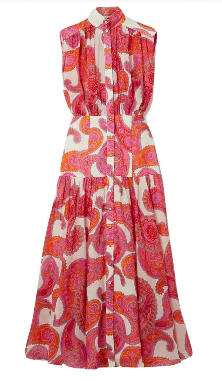 ZIMMERMANN PEGGY PAISLEY PRINT LONG SLEEVELESS SHIRT Dress Size 2 M medium ladies