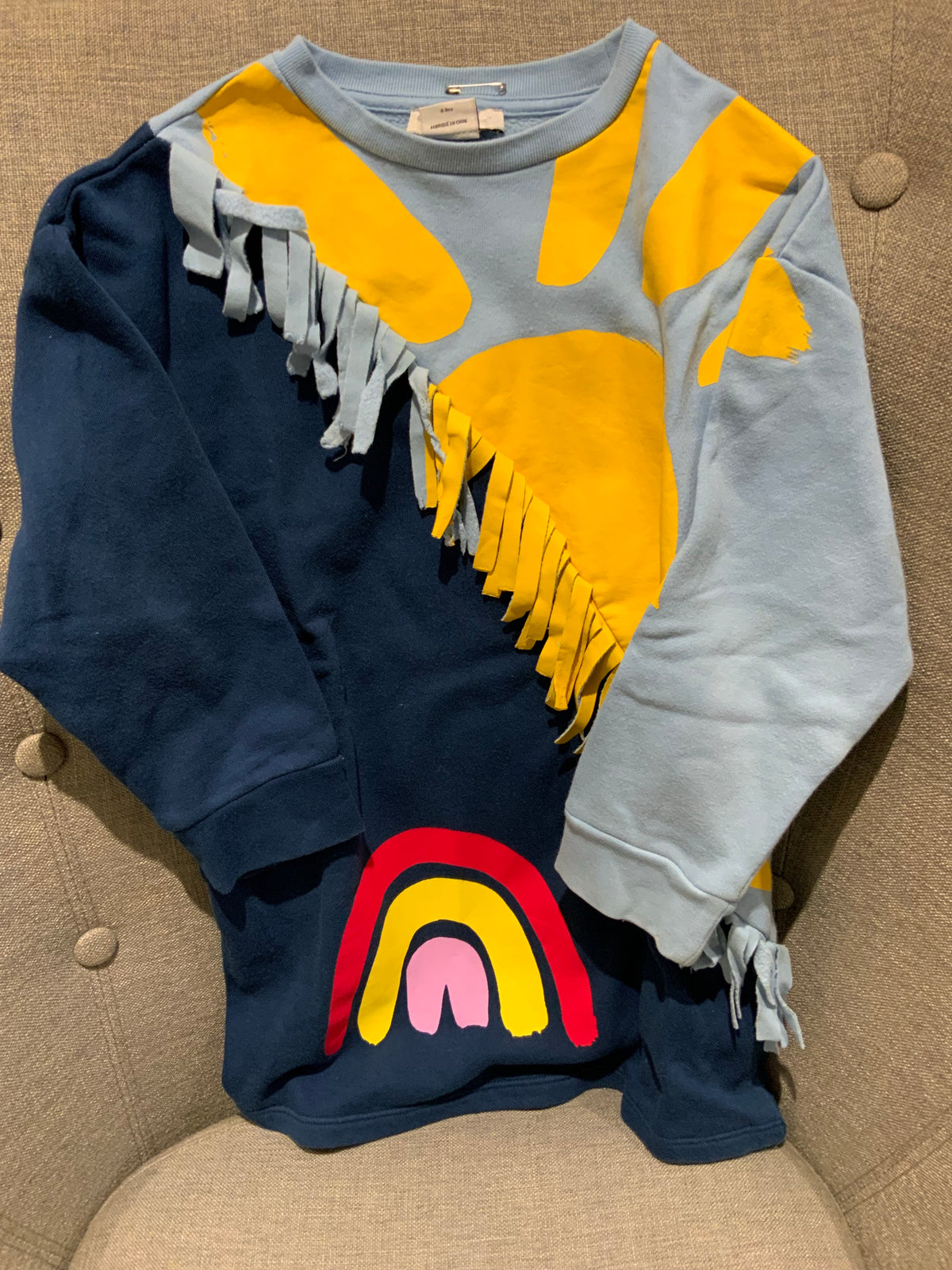 Stella McCartney 2020 KIDS Girls' PRINTED COTTON SWEAT DRESS W/ FRINGES 6 years children