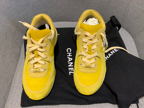 CHANEL Yellow Suede Trainers Sneakers SIZE 37 1/2 UK 4.5 US 7.5 SOLD O –  Afashionistastore