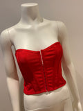 Pretty Little Thing DUSTY RED BANDAGE HOOK AND EYE CORSET Size UK 8 US 4 S small ladies