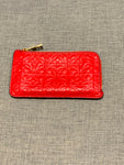 LOEWE Calfskin Embossed Repeat Coin Card Holder in Red Leather ladies