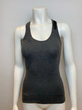 Brunello Cucinelli Women's Gray Leather Trim Ribbed Fitted Tank Top Size XS. ladies