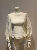 TIBI Gathered linen-blend Top blouse Size US 0 UK 2 XXS ladies