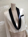 Amazing Rare Racil Ivory Dallas Wool Cropped Tuxedo Jacket Ladies