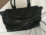 REBECCA MINKOFF MAB Bowery BLACK Trapezoid Leather Satchel Bag ladies
