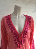 Melissa Odabash Carrie embroidered cotton tunic kaftan cover up  Ladies