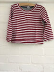 Petit Bateau Red Striped Cotton with Collar Top Sweatshirt Children