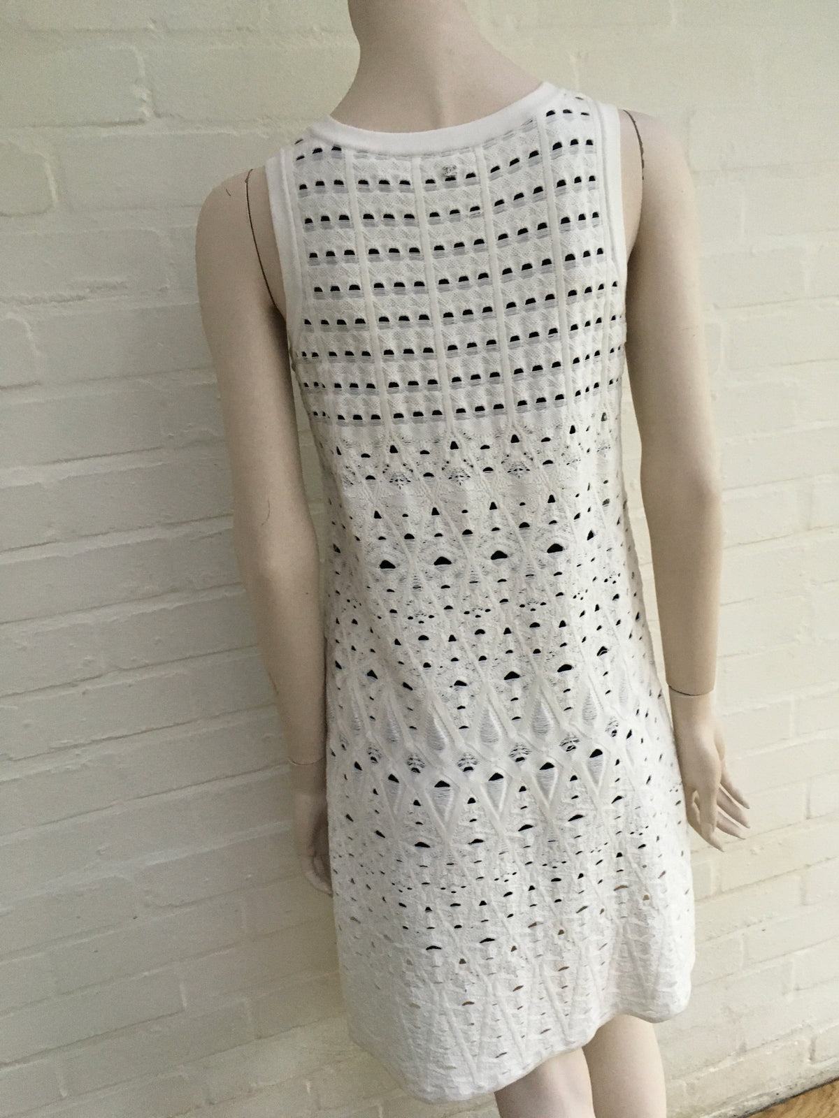 Chanel Black Cotton Crochet Knit Dress SZ F 40 UK 12 US 8 RARE ladies