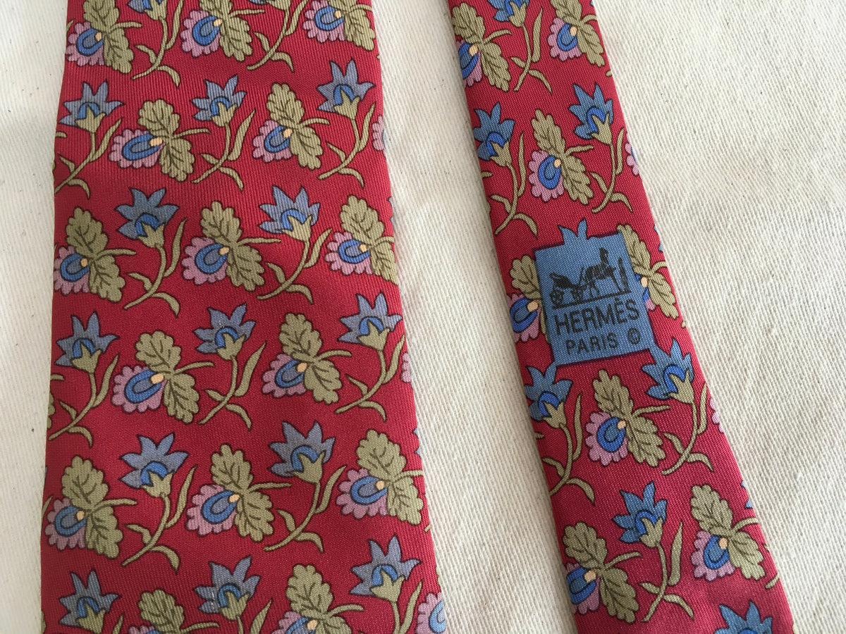 Hermès HERMES Paris Silk FLORAL Print Tie 7259 MA 100% AUTHENTIC Men
