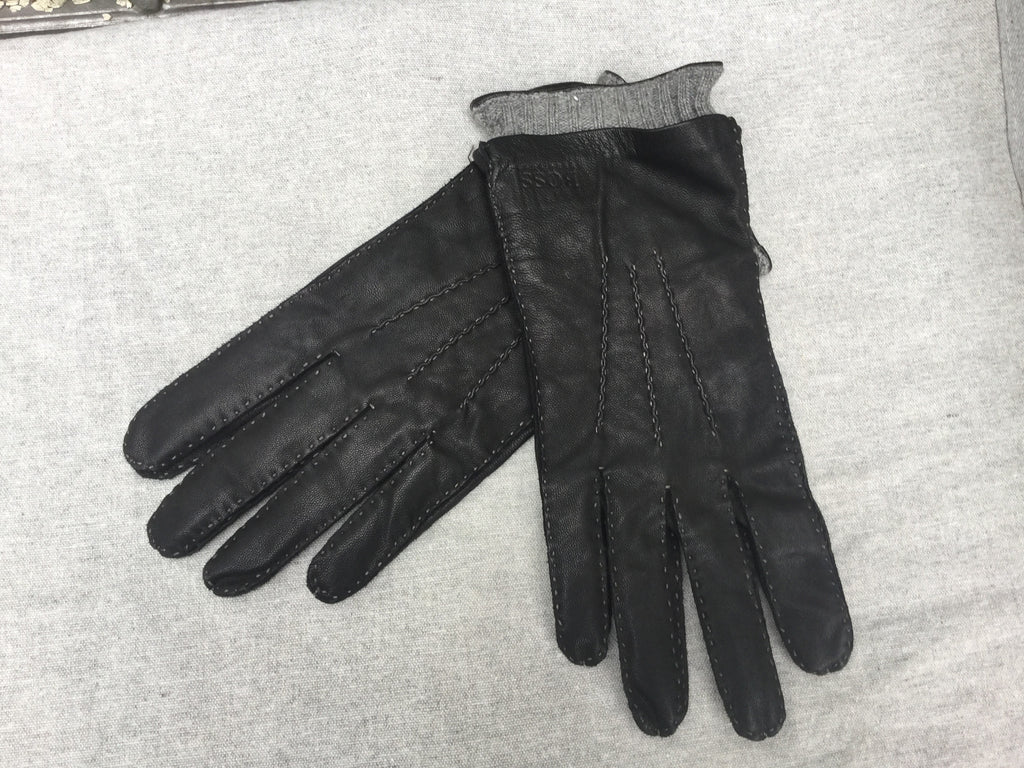 Hugo Boss Black Mens Leather and cashmere lining gloves Men Afashionistastore Hugo Boss Black Mens Leather and cashmere lining gloves Men Afashionistastore