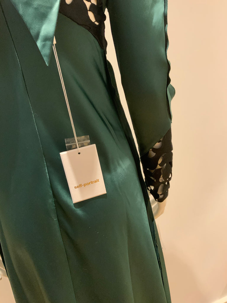 SELF-PORTRAIT Green Lace Panel Midi Dress Size UK 8 US 4 ladies Afashionistastore SELF-PORTRAIT Green Lace Panel Midi Dress Size UK 8 US 4 ladies Afashionistastore