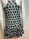 Lenny Niemeyer navy printed ruffle trim swimwear mini dress Size M medium ladies