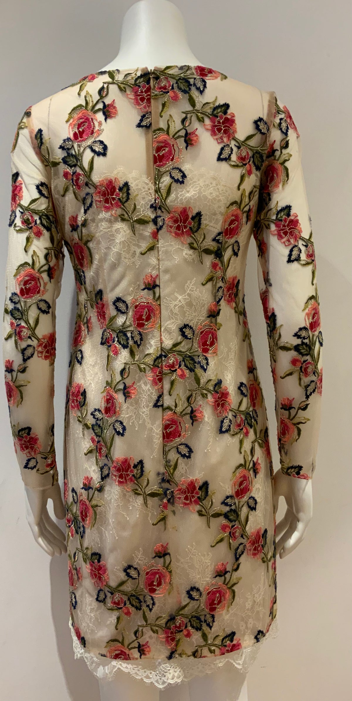 Notte by Marchesa Tull Floral Embroidered SO COUTURE Dress Size US 4 UK 8 Small ladies