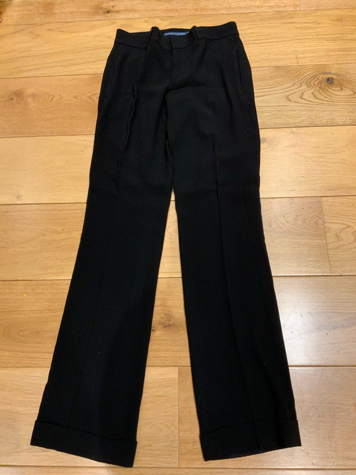 Ralph Lauren Black Roll Hem Office Black Pants Trousers Size US 2 UK 6 XS ladies