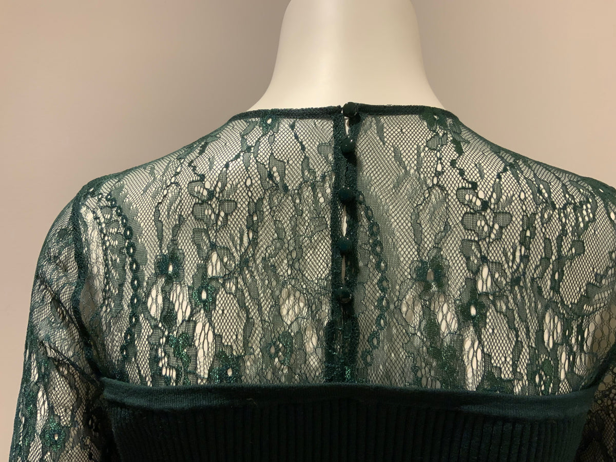 FRAY I.D JAPAN FLORAL LACE INSERT JUMPER TOP BLOUSE SWEATER PULLOVER SIZE F ladies