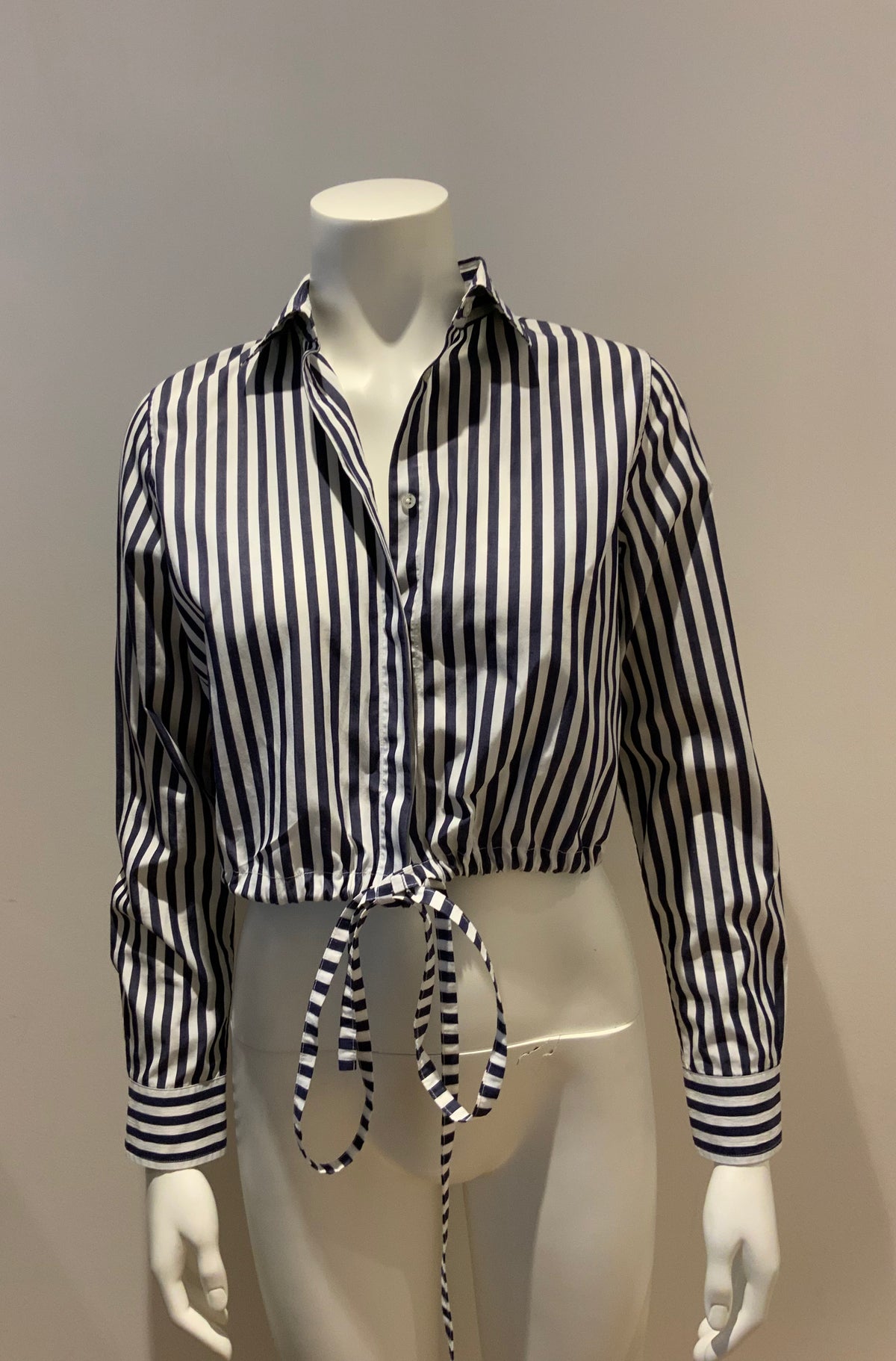 Carolina Herrera CH Cropped Tie Cotton Shirt Size XS ladies