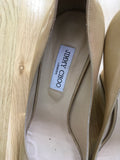 JIMMY CHOO Peep-Toe Patent Leather Wedges Shoes Ladies