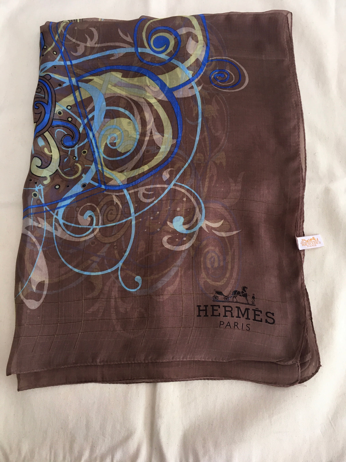 Hermès HERMES H Comme Histoires Vintage Mousseline Chiffon Shawl Scarf Ladies