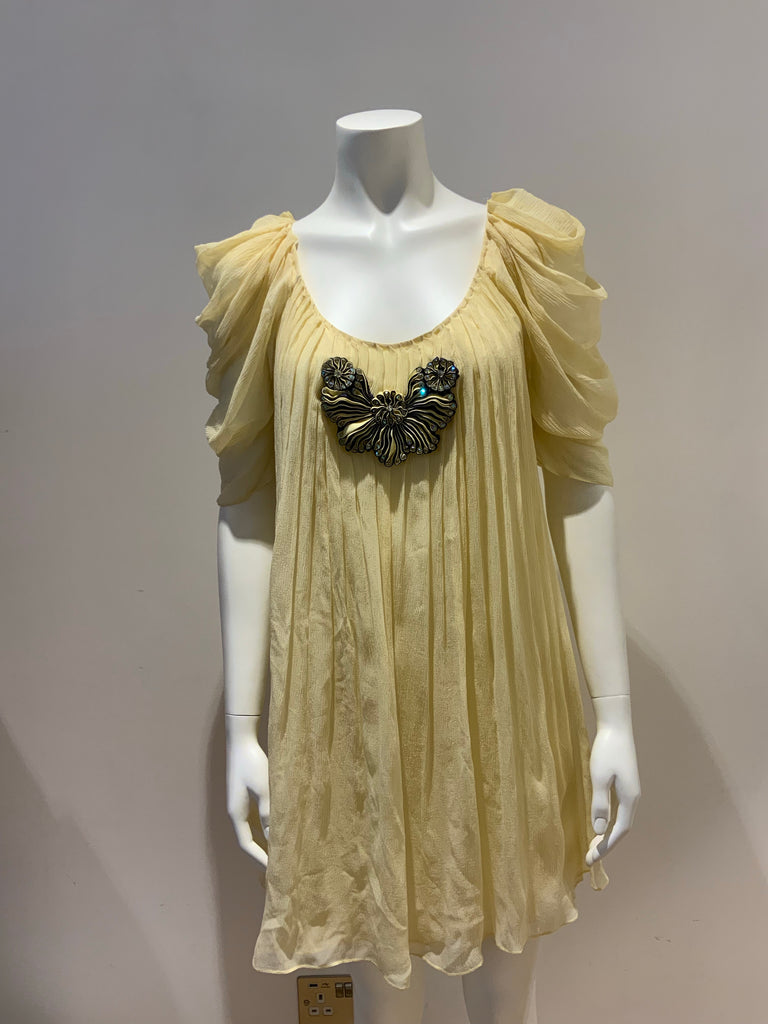 Paul & Joe Sister KARA Silk Chiffon Yellow Dress Size F 38 UK 10 US 6 Afashionistastore Paul & Joe Sister KARA Silk Chiffon Yellow Dress Size F 38 UK 10 US 6 Afashionistastore