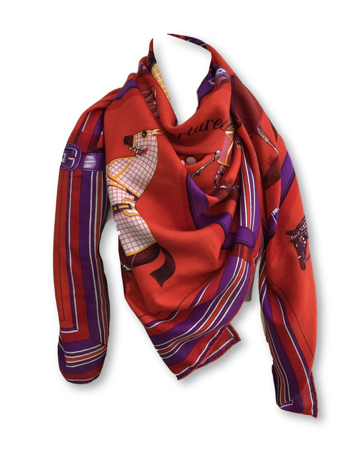 Hermès HERMES 2016 COUVERTURES ET TENUES DE JOUR Cashmere Shawl scarf GM Ladies