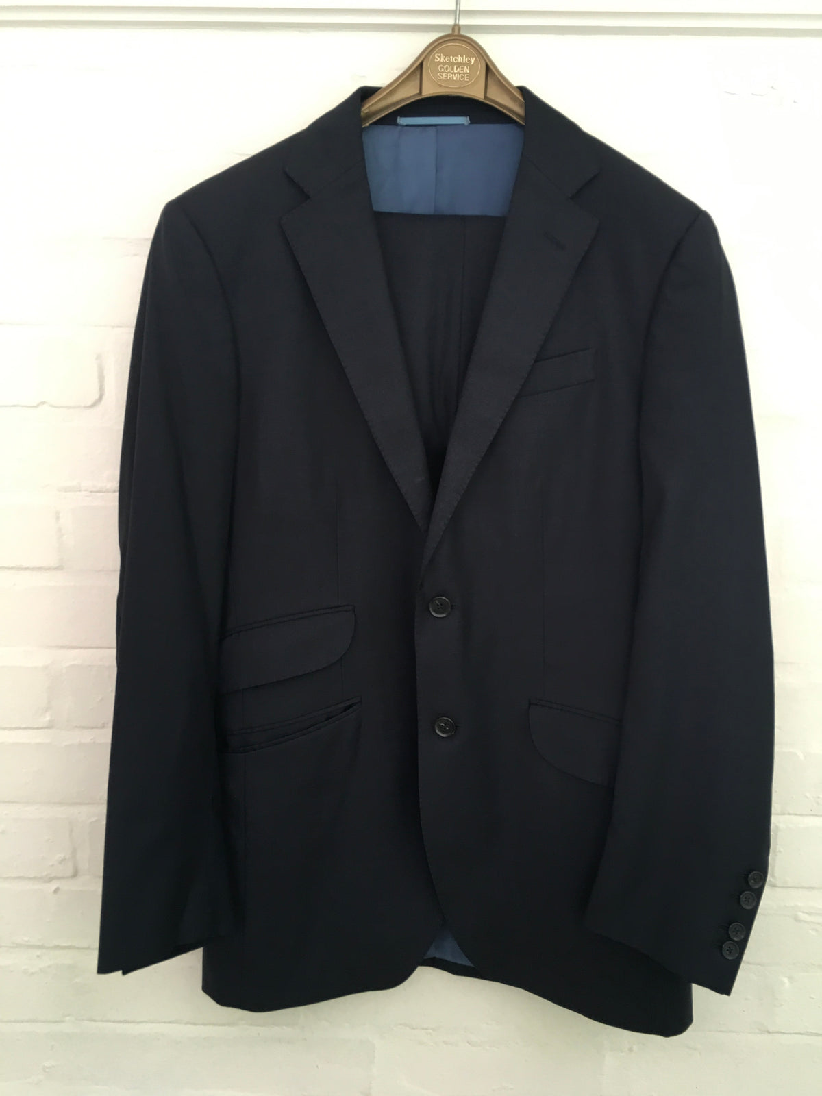 HACKETT LONDON Navy Virgin Wool Extrafine Suit 2 Pieces Men