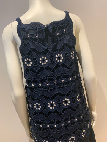 CHLO Guipure Lace Navy Overlay DRESS SIZE FR 38 UK 10 US 6 ladies Afashionistastore CHLO Guipure Lace Navy Overlay DRESS SIZE FR 38 UK 10 US 6 ladies Afashionistastore
