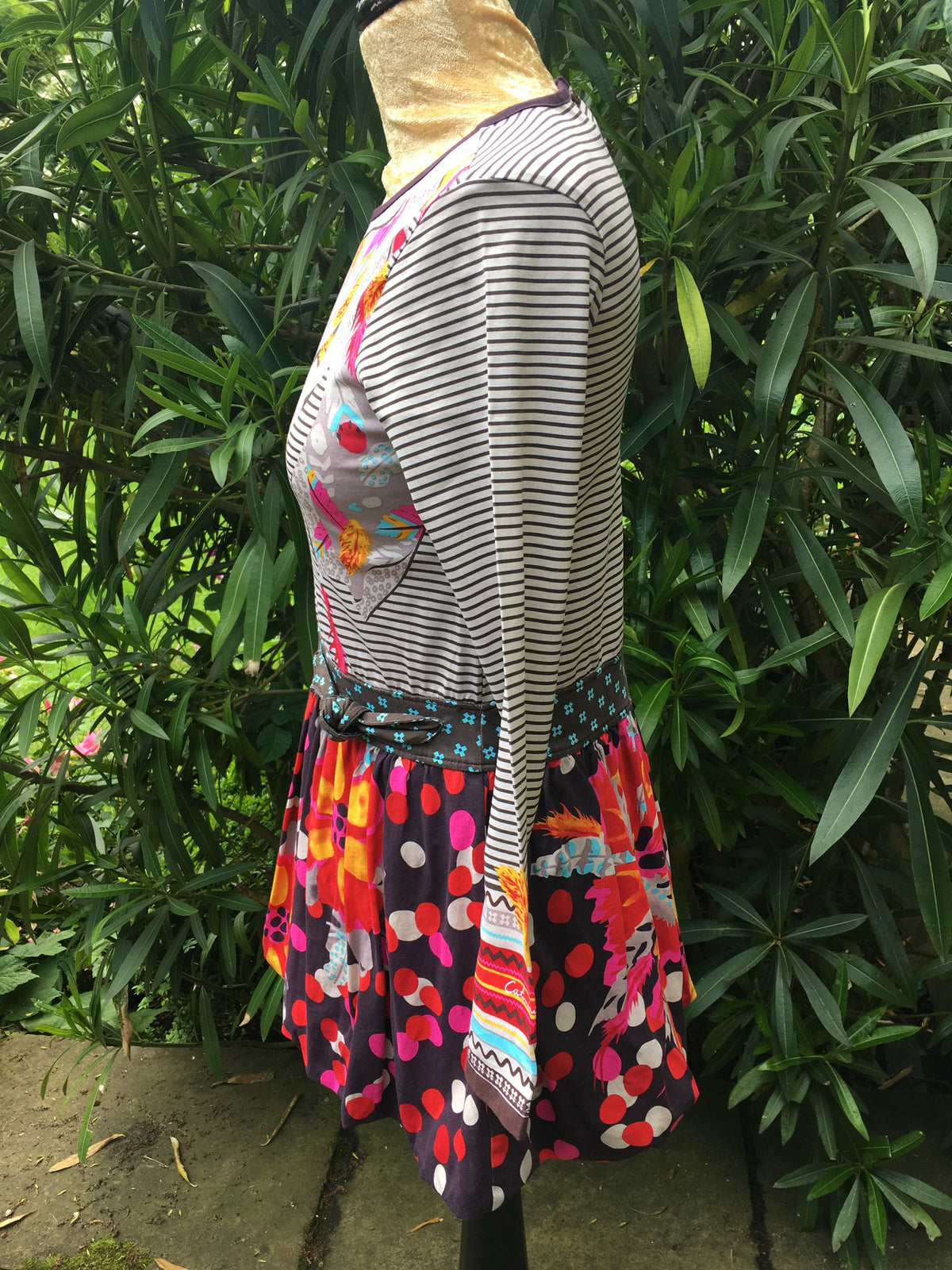 Catimini Clothing Girls Chocolate Brown, Red and Cream Jersey Dress Size 10 years old Children